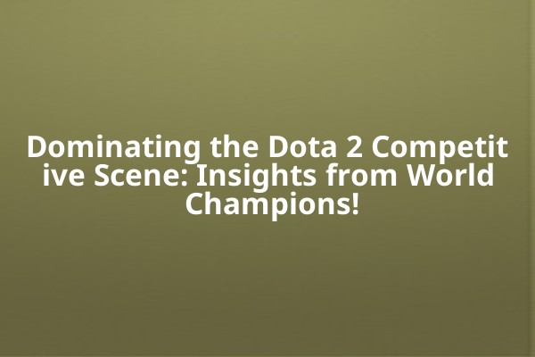 Dominating the Dota 2 Competitive Scene: Insights from World Champions! Dominating the Dota 2 Competitive Scene: Insights from World Champions!